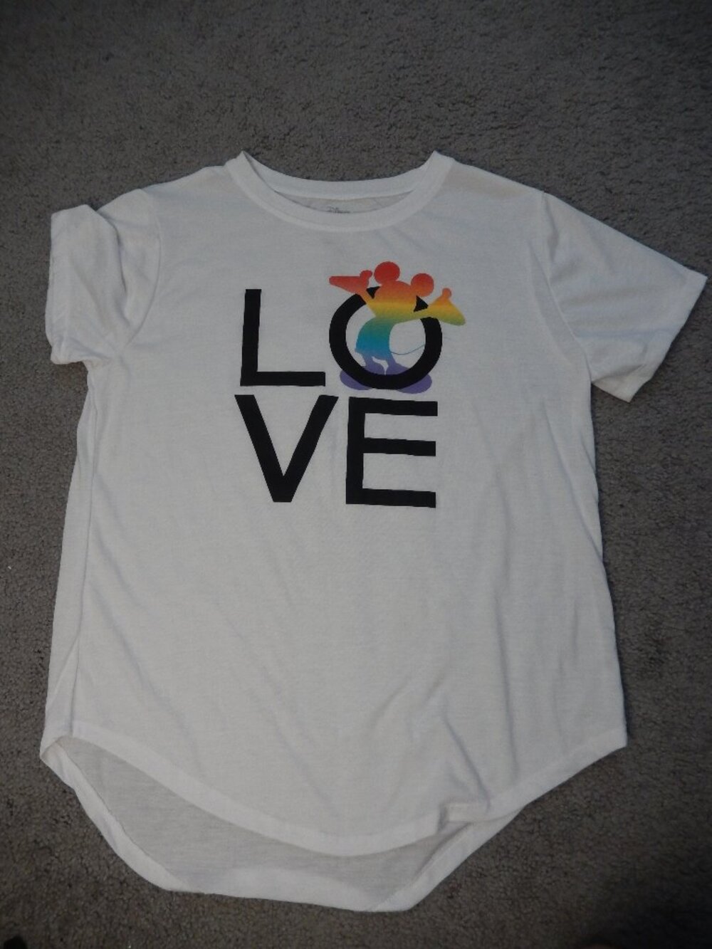 Official Mickey Mouse LOVE Pride Month Short Sleeve Women's T-Shirt (Large)